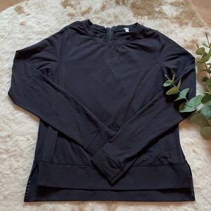 Lululemon Athletica Black Long Sleeve Shirt with Zip-Back